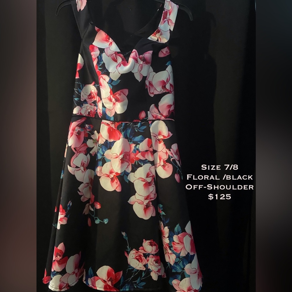 Floral/Black Homecoming Dress